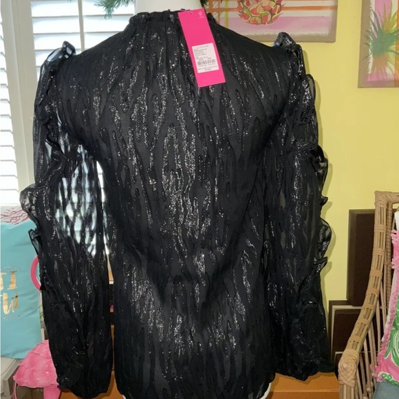Lilly Pulitzer NWT Ardith Silk Top Zebra Metallic Clip Onyx $178 Size XXS - Picture 4 of 11